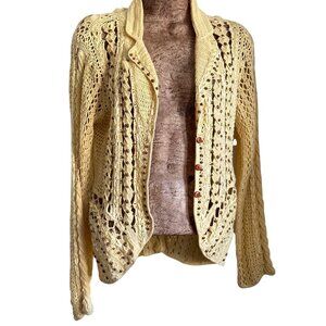 Vintage Marisa Christina Yellow Crochet Cardigan Sweater